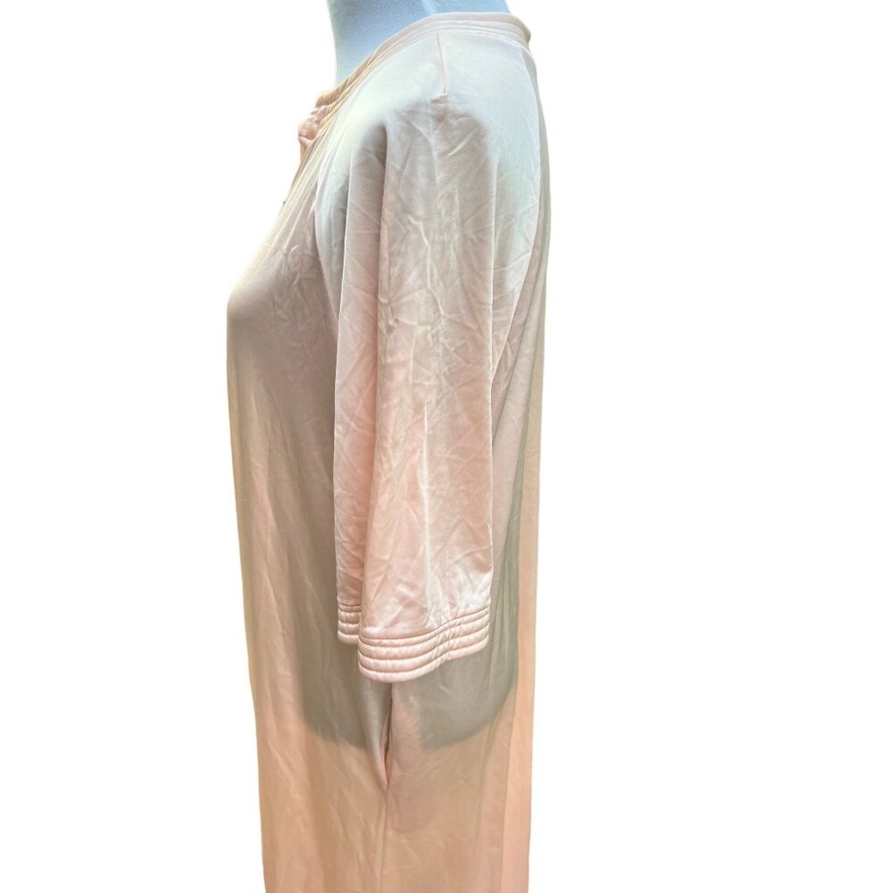 Vintage Vanity Fair Pink Peach Zip Hostess Robe Dress Medium - Picture 4 of 8